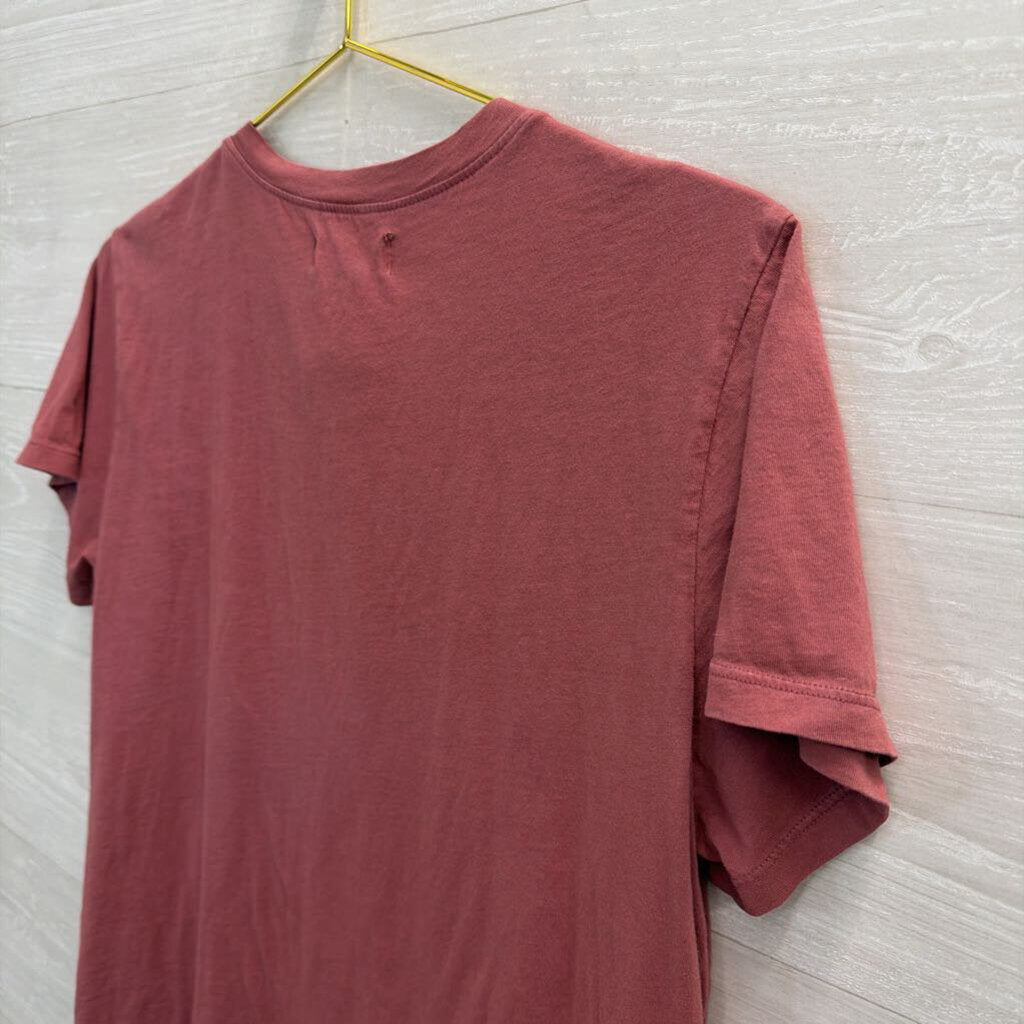 Velvet Pink Paw Print Patchwork Short Sleeve Top Medium