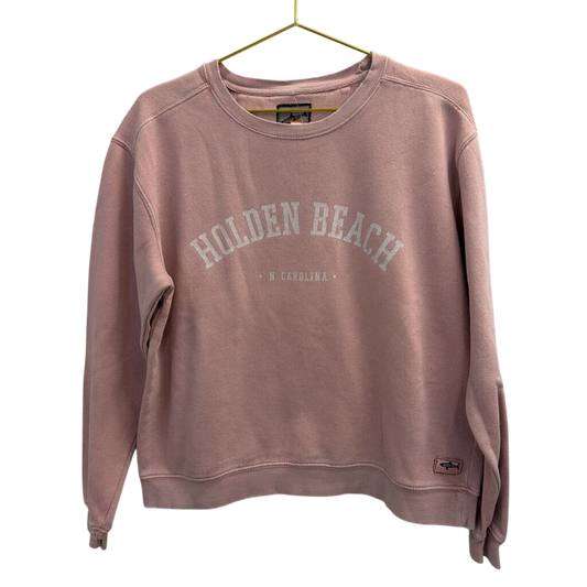 Shark Teeth Pink Holden Beach Crewneck Pullover Small
