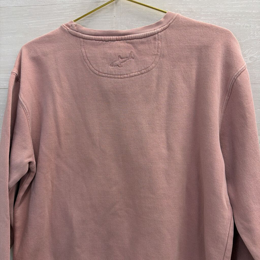 Shark Teeth Pink Holden Beach Crewneck Pullover Small