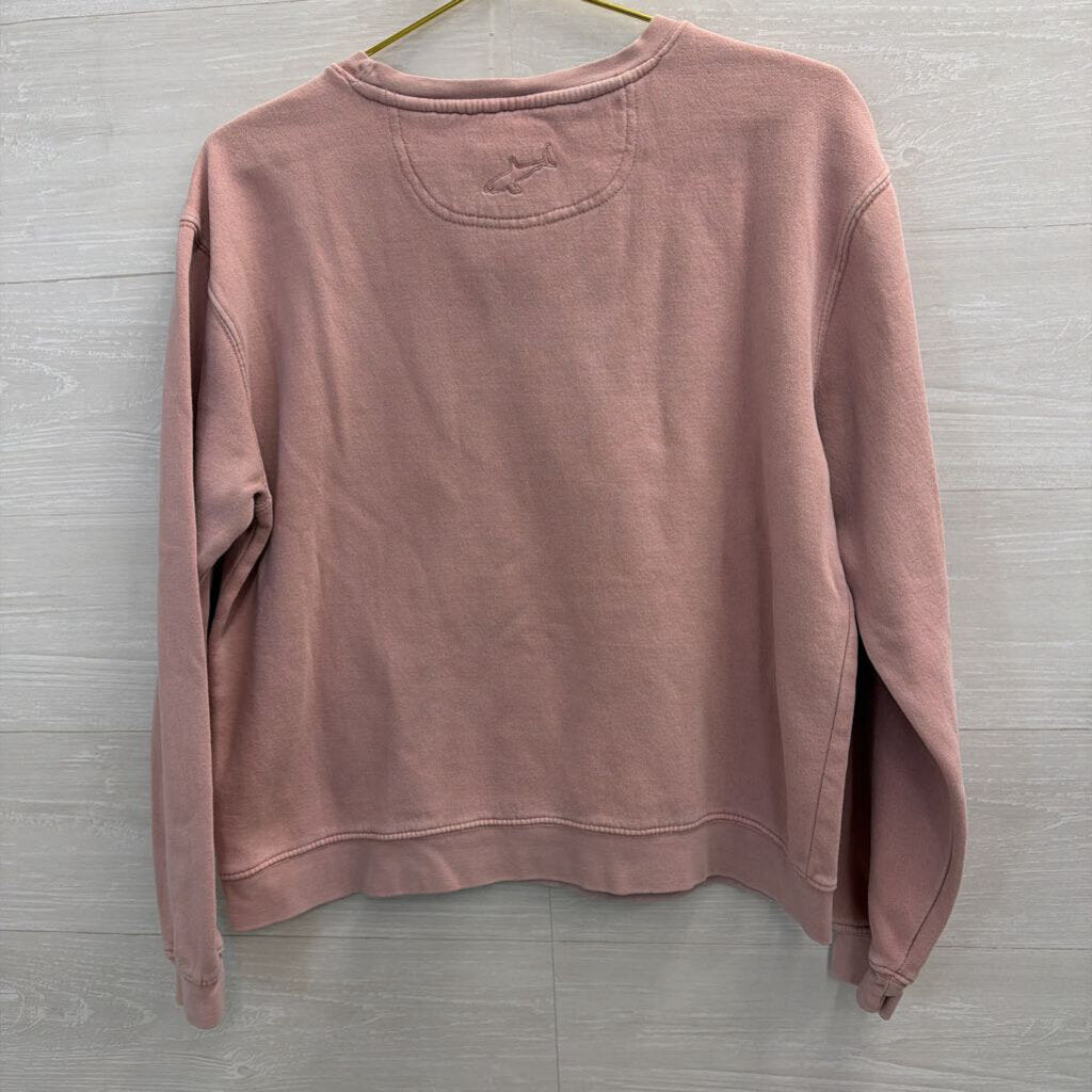 Shark Teeth Pink Holden Beach Crewneck Pullover Small