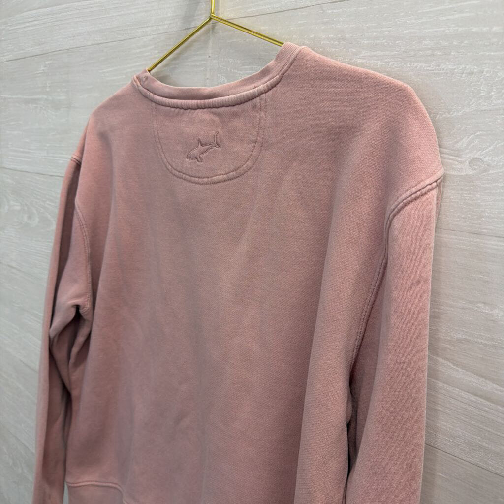 Shark Teeth Pink Holden Beach Crewneck Pullover Small