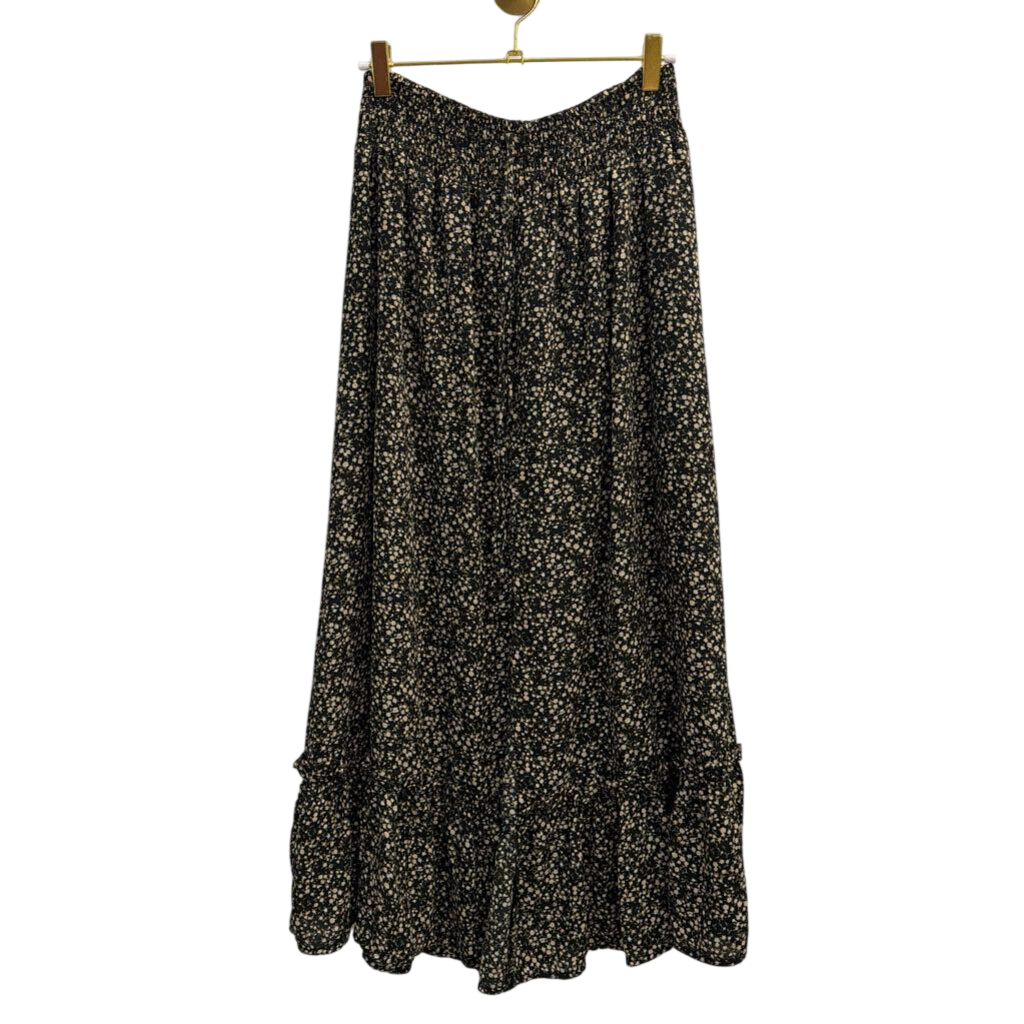 Blu Pepper Black/ Beige Floral Print Maxi Skirt Medium