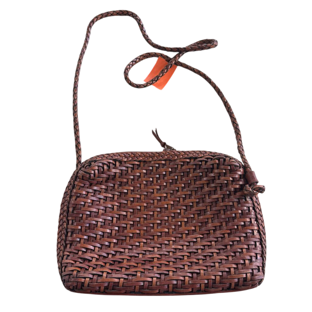 Vintage LJS Collection Brown Woven Leather Crossbody Purse