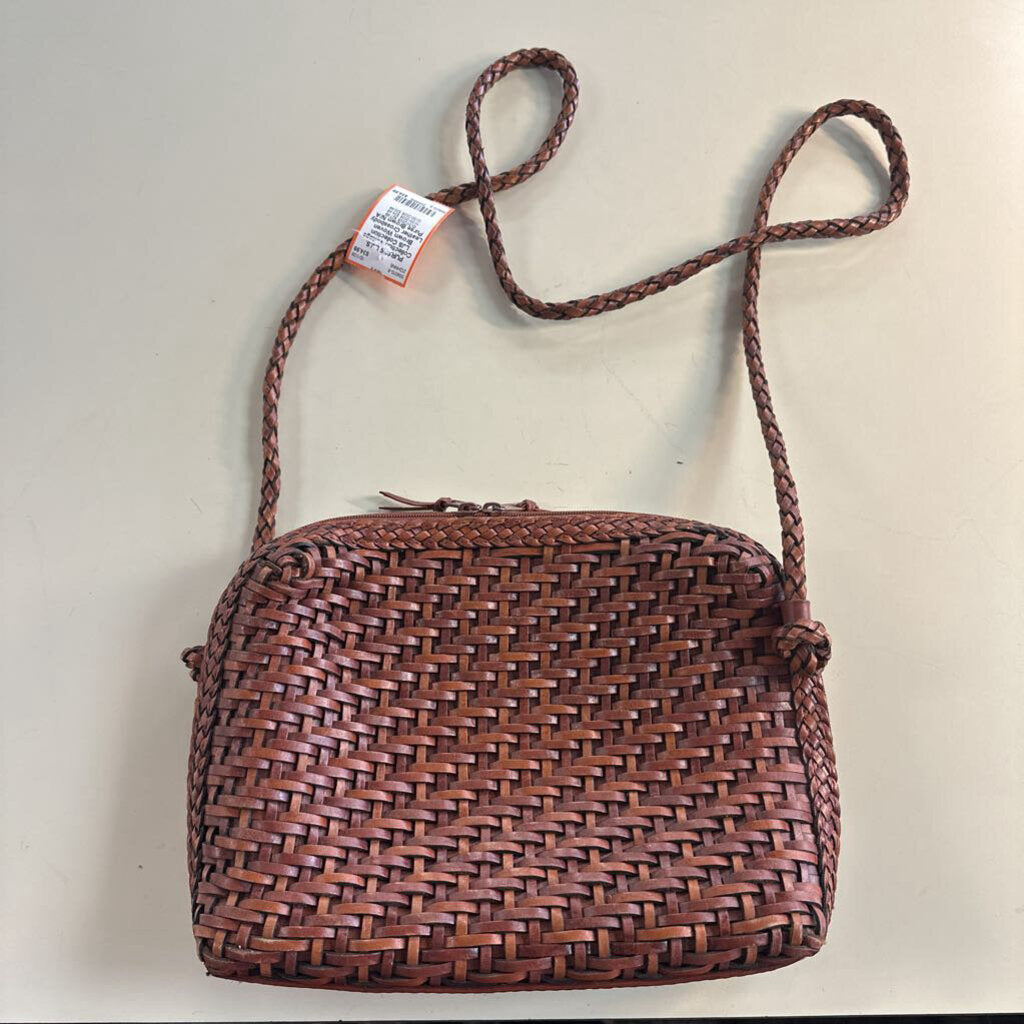 Vintage LJS Collection Brown Woven Leather Crossbody Purse