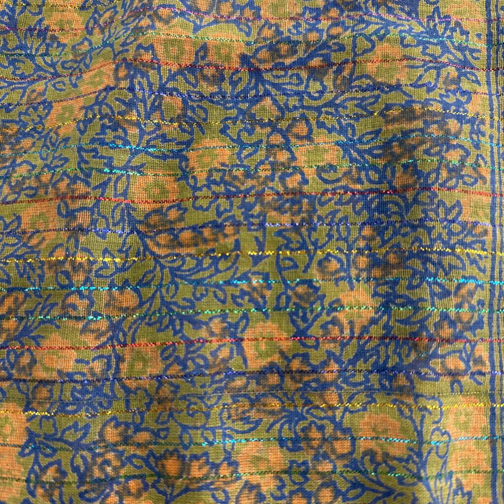 Green/ Blue Metallic Thread Scarf
