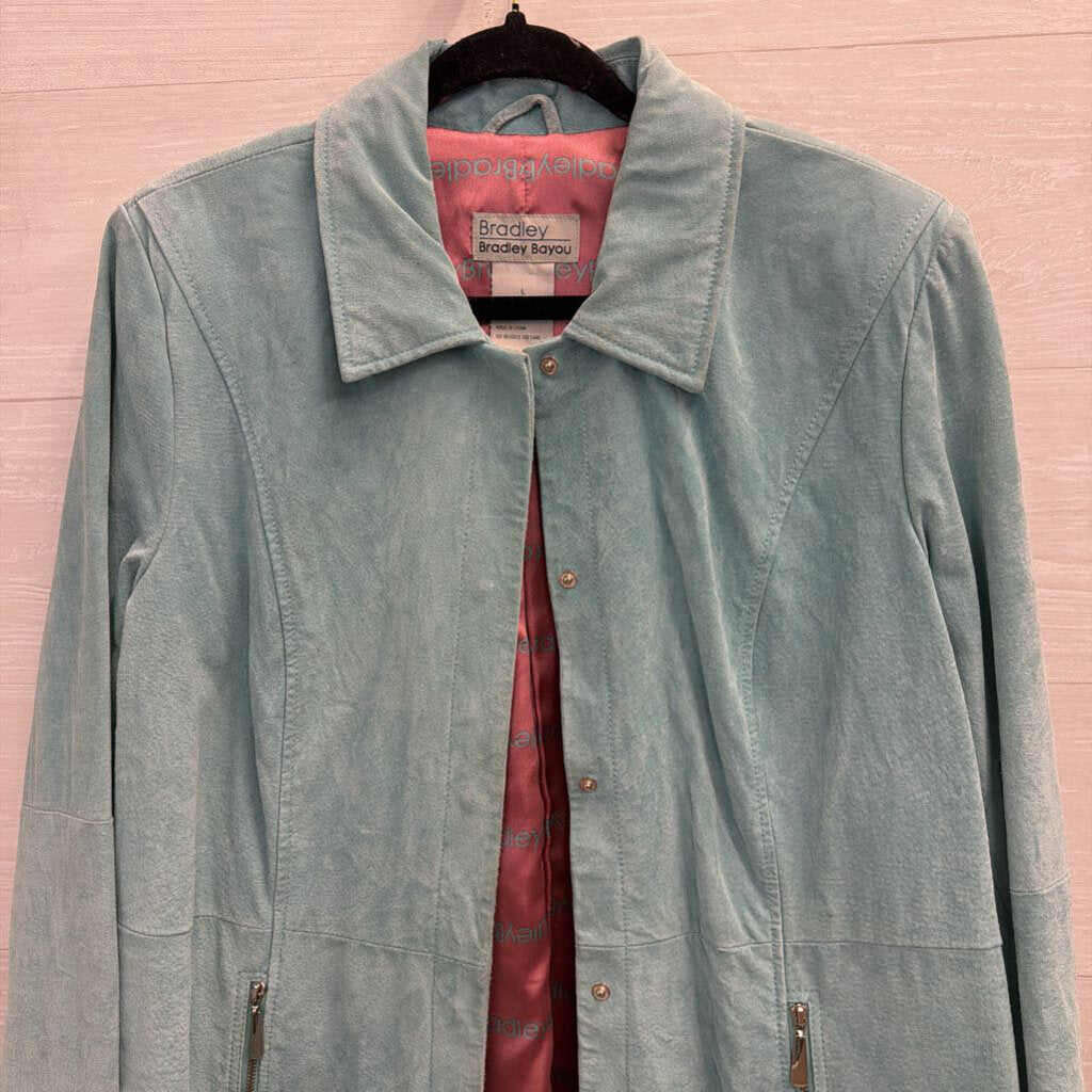Bradley Bayou Blue 100% Suede Leather Jacket Large