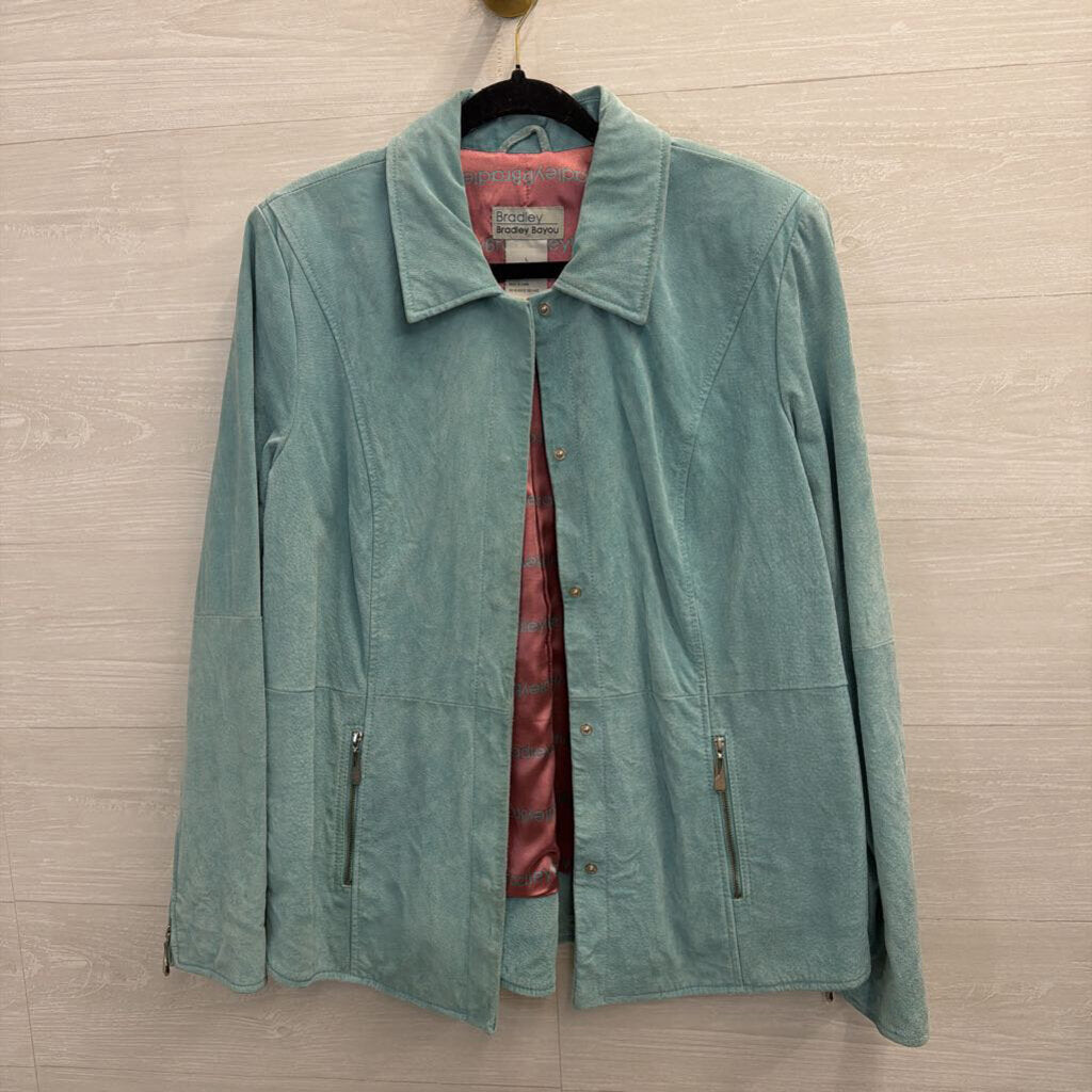 Bradley Bayou Blue 100% Suede Leather Jacket Large
