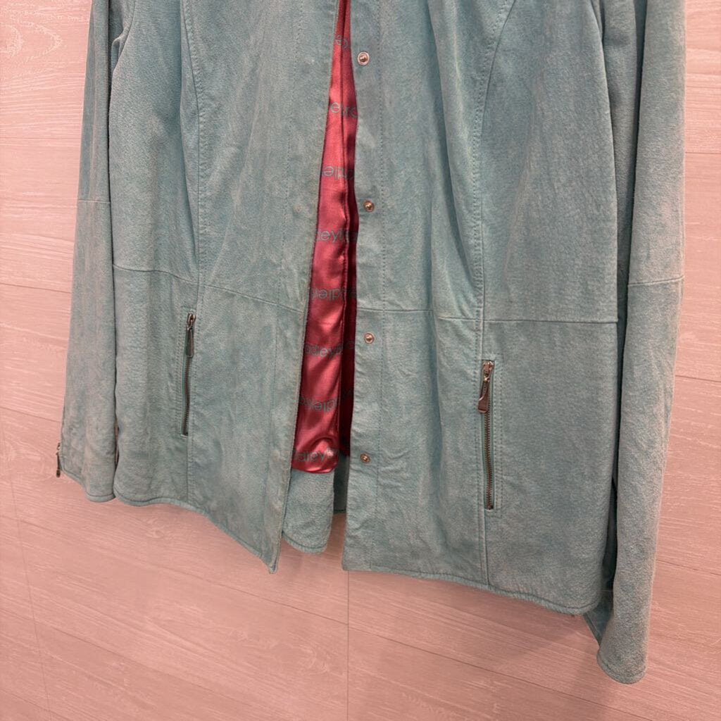 Bradley Bayou Blue 100% Suede Leather Jacket Large