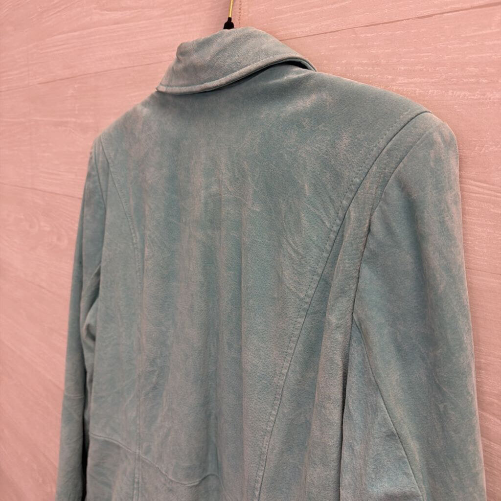 Bradley Bayou Blue 100% Suede Leather Jacket Large