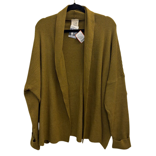 Artistic Works by Lu Green Ribbed Open Front Long Sleeve Top Large