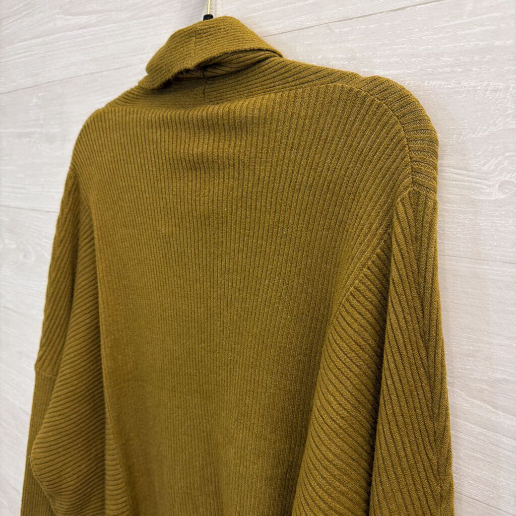 Artistic Works by Lu Green Ribbed Open Front Long Sleeve Top Large