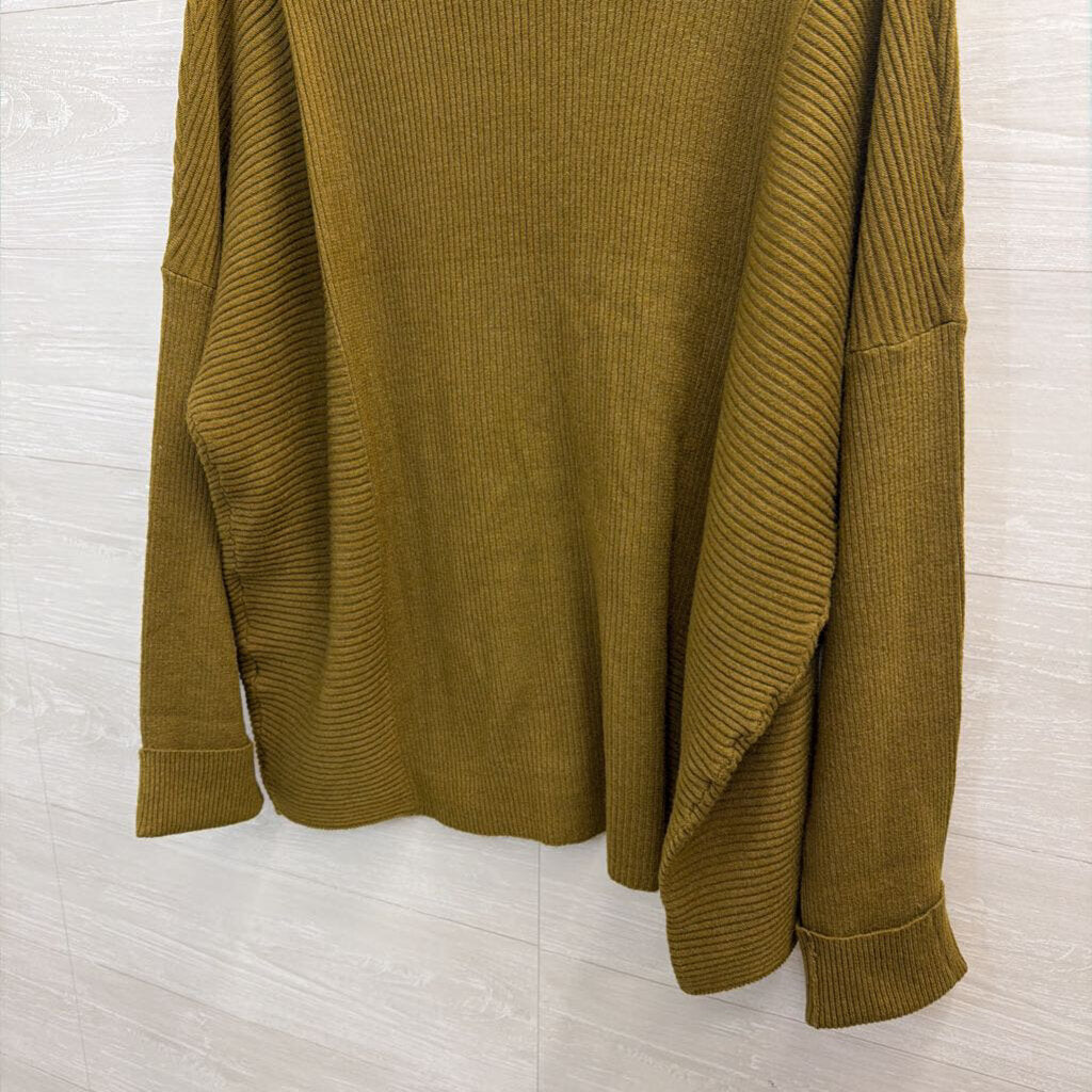 Artistic Works by Lu Green Ribbed Open Front Long Sleeve Top Large