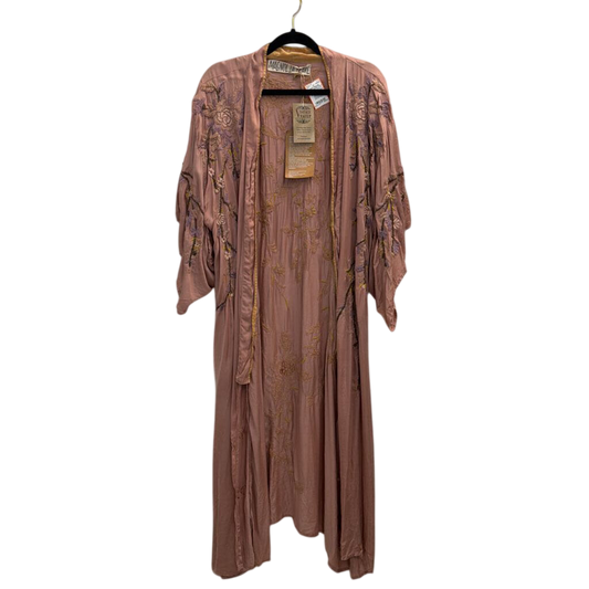 Magnolia Pearl Dusty Rose Floral Embroidered Kimono One Size