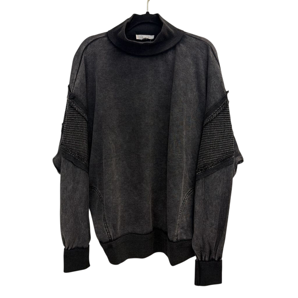 Oli and Hali Faded Black Textured Long Sleeve Top Medium