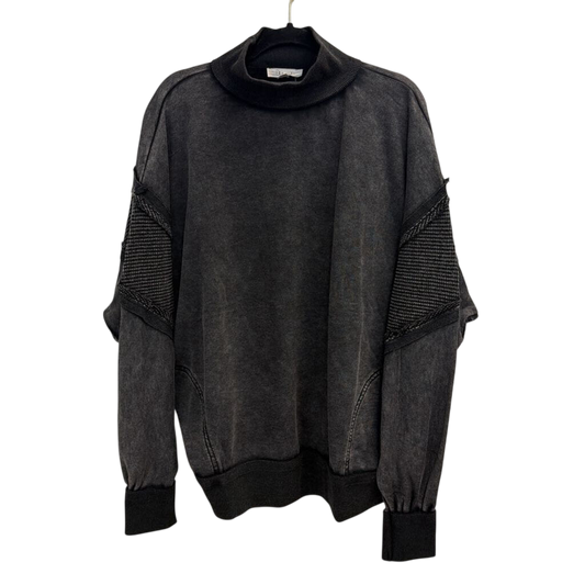 Oli and Hali Faded Black Textured Long Sleeve Top Medium
