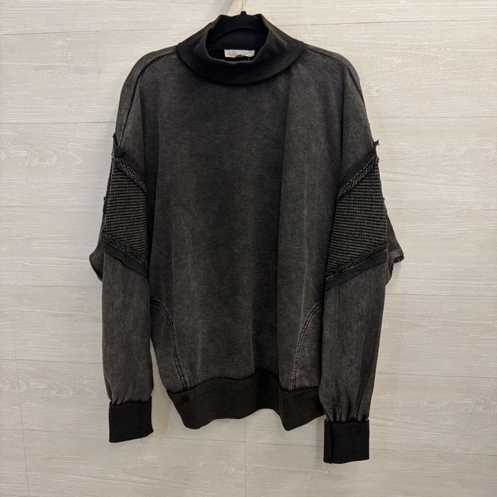 Oli and Hali Faded Black Textured Long Sleeve Top Medium