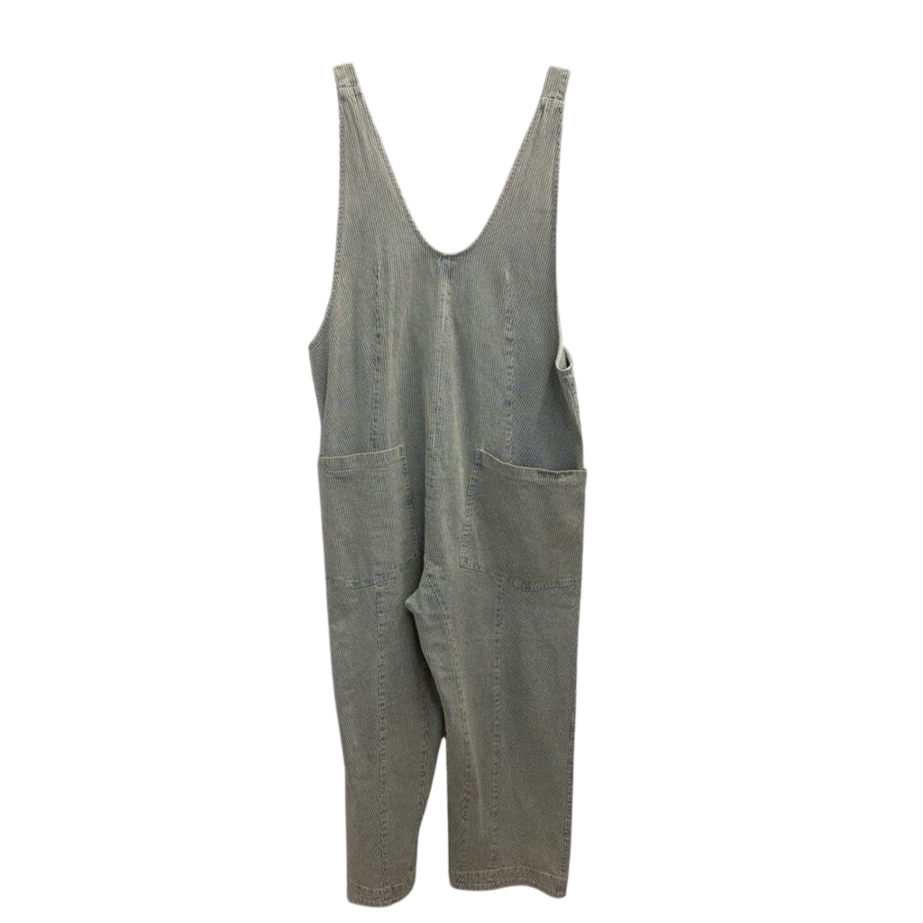 Molly Green Blue/ White Striped Wide Leg Overall Jumpsuit Large