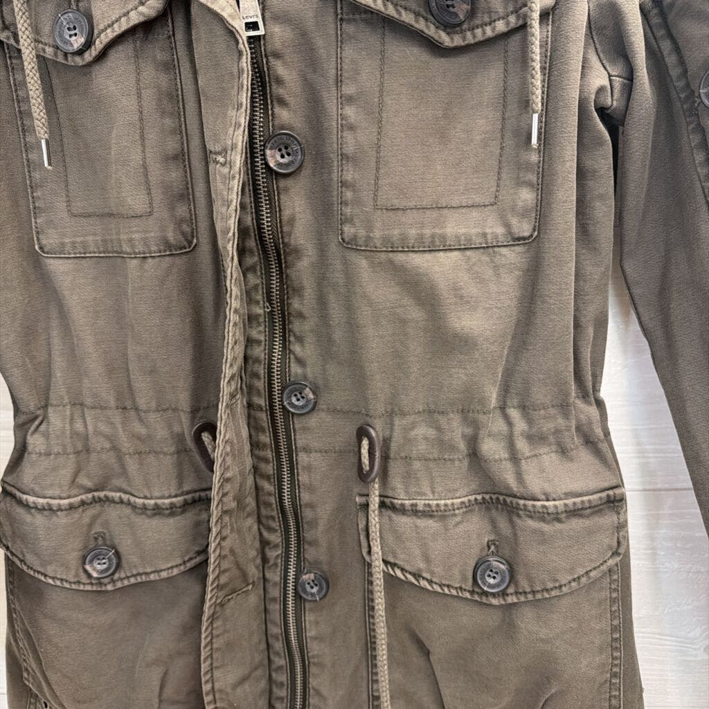 Levi Green Four Pocket Hooded Field Utility Jacket Extra Small