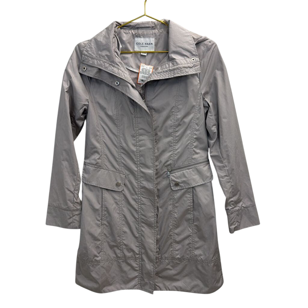 Cole Haan Grey Packable Hooded Rain Jacket Extra Small