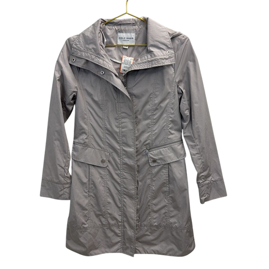 Cole Haan Grey Packable Hooded Rain Jacket Extra Small