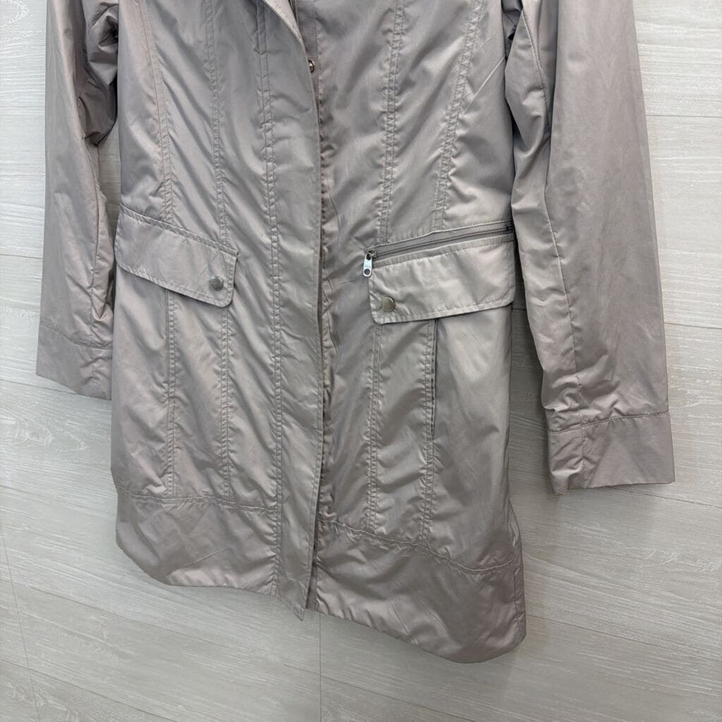 Cole Haan Grey Packable Hooded Rain Jacket Extra Small