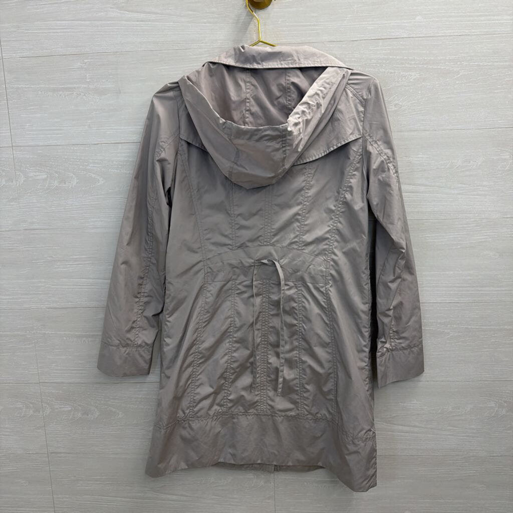 Cole Haan Grey Packable Hooded Rain Jacket Extra Small