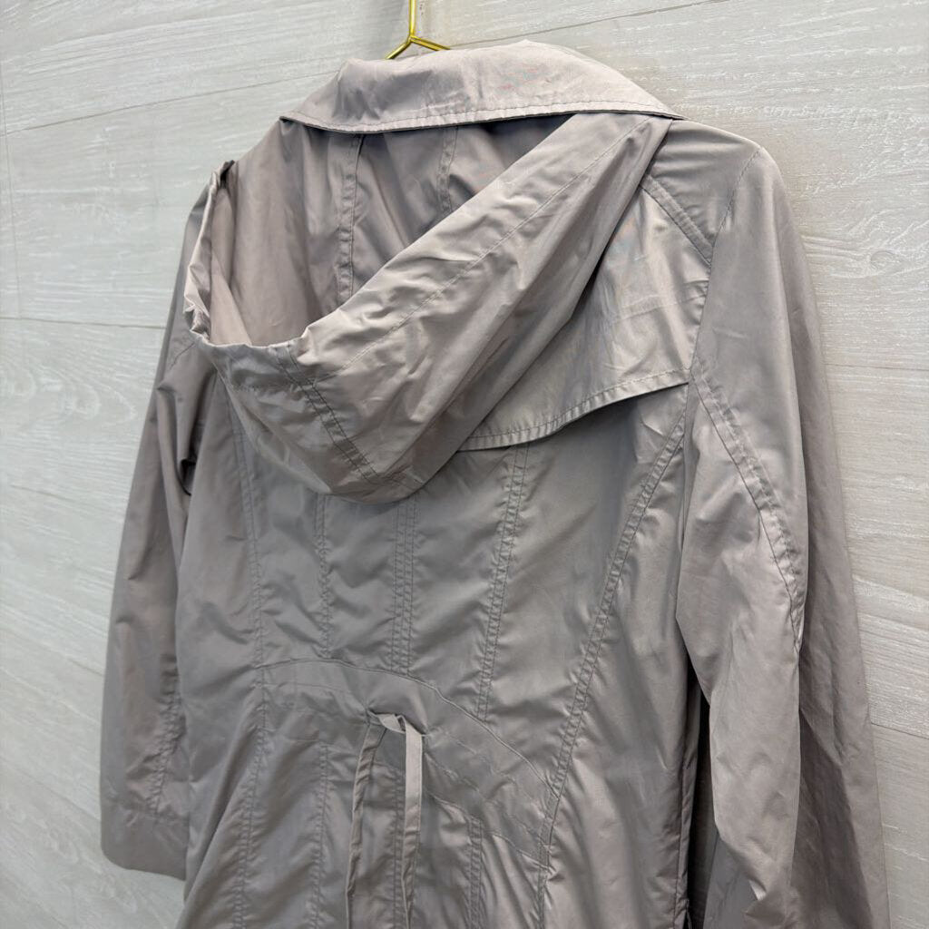 Cole Haan Grey Packable Hooded Rain Jacket Extra Small