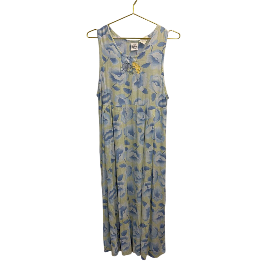 Vintage The Disney Store Winne The Pooh Blue/ Green Print Maxi Dress Small
