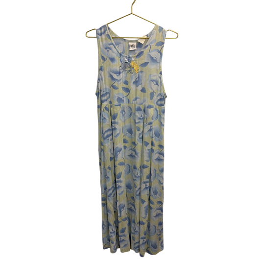 Vintage The Disney Store Winne The Pooh Blue/ Green Print Maxi Dress Small