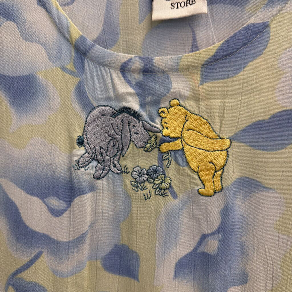 Vintage The Disney Store Winne The Pooh Blue/ Green Print Maxi Dress Small