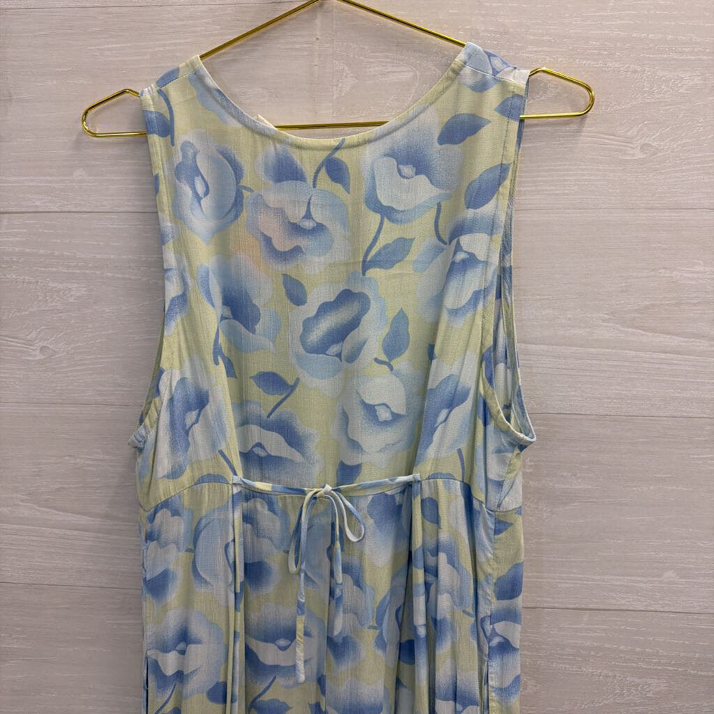 Vintage The Disney Store Winne The Pooh Blue/ Green Print Maxi Dress Small