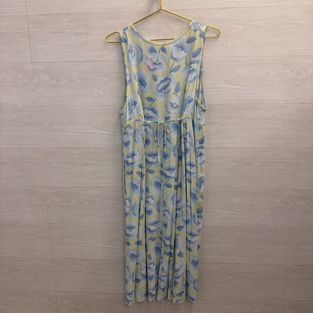 Vintage The Disney Store Winne The Pooh Blue/ Green Print Maxi Dress Small