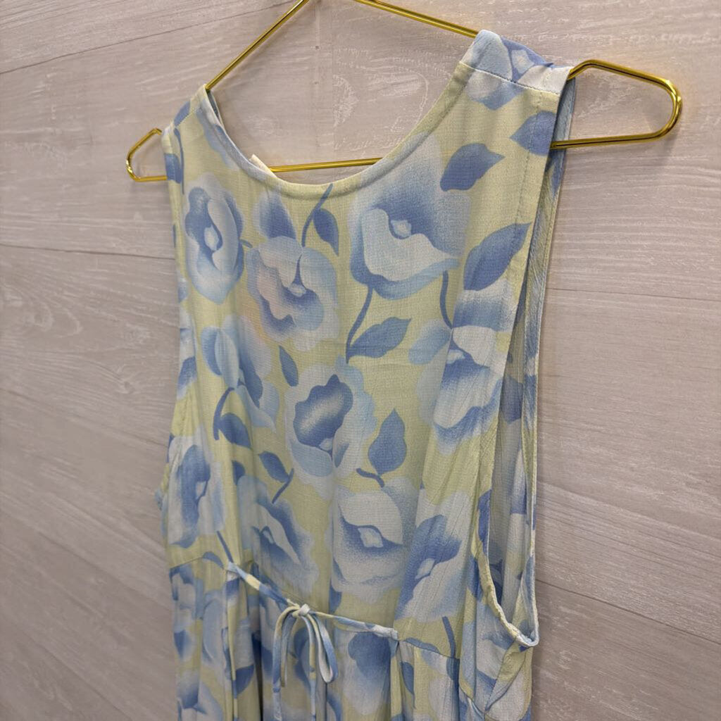 Vintage The Disney Store Winne The Pooh Blue/ Green Print Maxi Dress Small