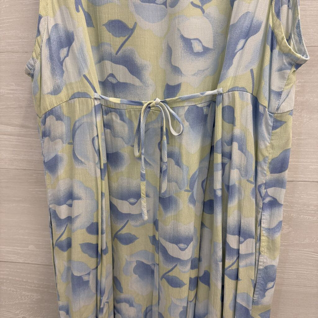 Vintage The Disney Store Winne The Pooh Blue/ Green Print Maxi Dress Small
