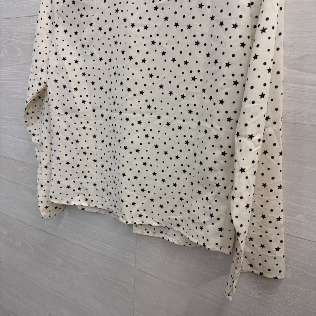 Nasty Gal White/ Black Star Print Tie Front Long Sleeve Top 6