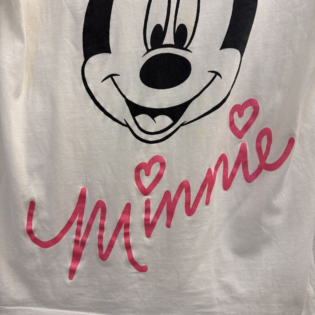 White/ Black Minnie Mouse Slouchy Long Sleeve Graphic Tee Small