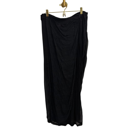 Vintage MSAS Black Embroidered Faux Wrap Maxi Skirt Small