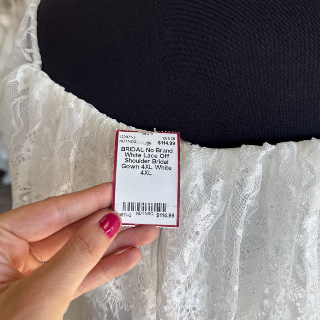 White Lace Off Shoulder Bridal Gown 4XL