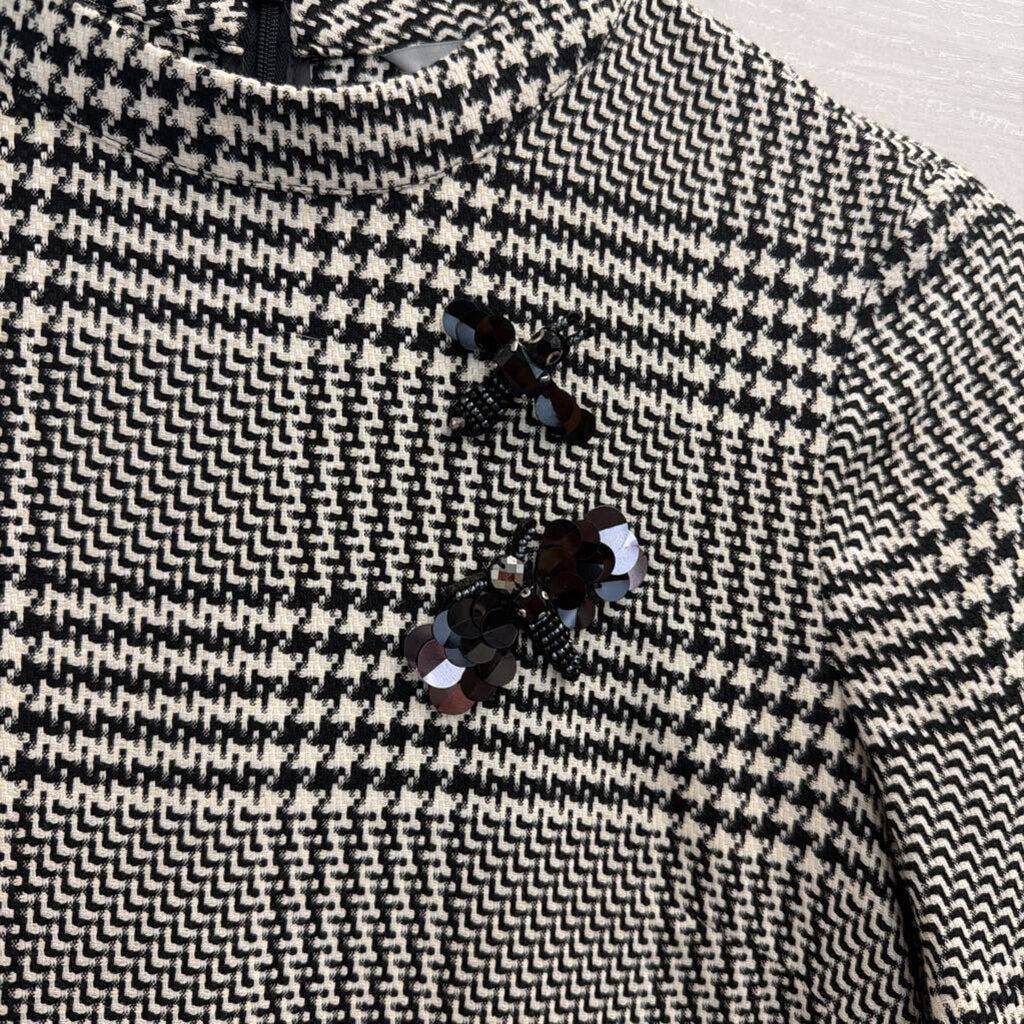 Black/ White Houndstooth Long Sleeve Dress 2