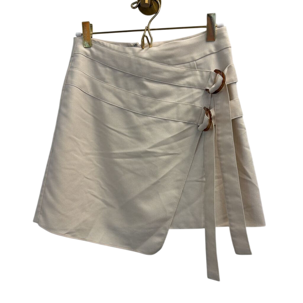 Mare Mare Cream Wrap Style Front Buckle Mini Skirt Extra Small