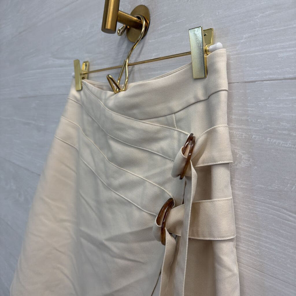 Mare Mare Cream Wrap Style Front Buckle Mini Skirt Extra Small