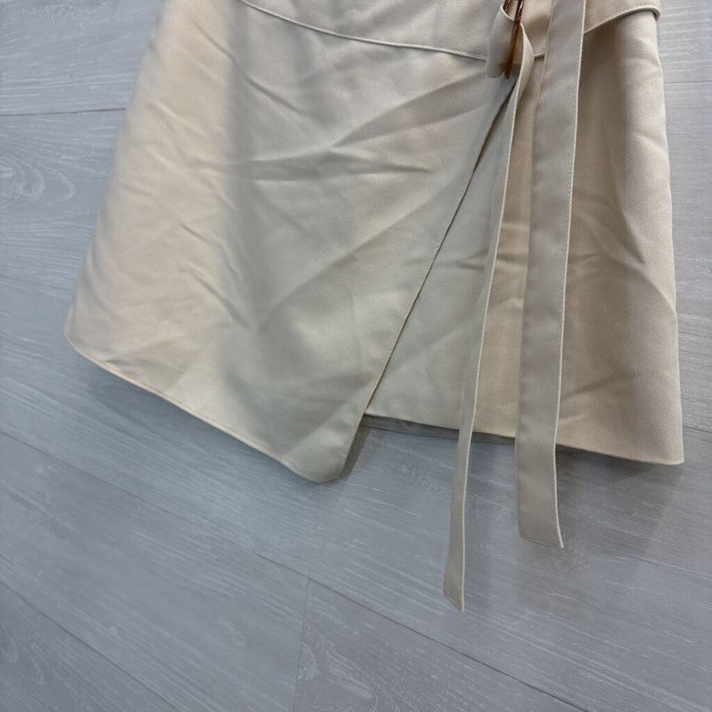 Mare Mare Cream Wrap Style Front Buckle Mini Skirt Extra Small