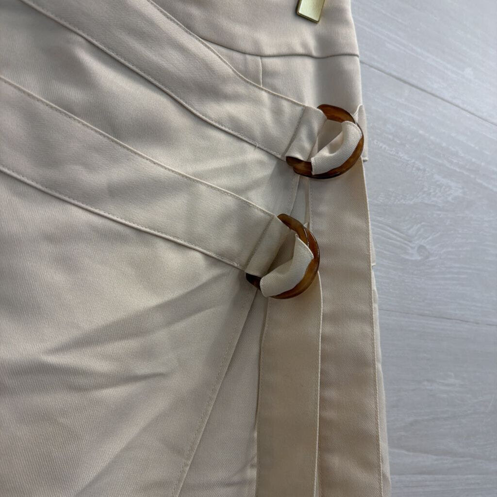 Mare Mare Cream Wrap Style Front Buckle Mini Skirt Extra Small