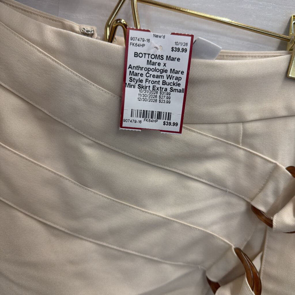 Mare Mare Cream Wrap Style Front Buckle Mini Skirt Extra Small