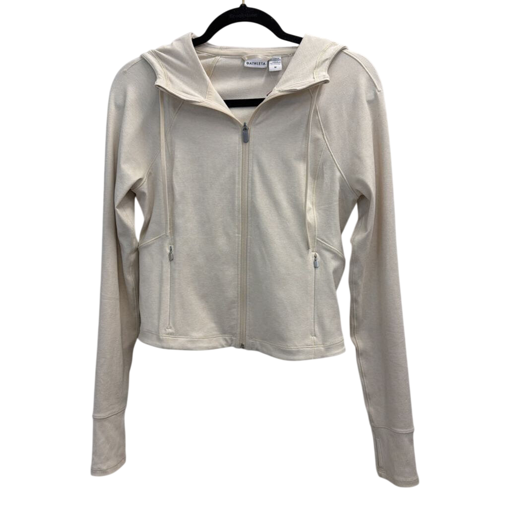 Athleta Beige Cropped Zip Up Hoodie Medium