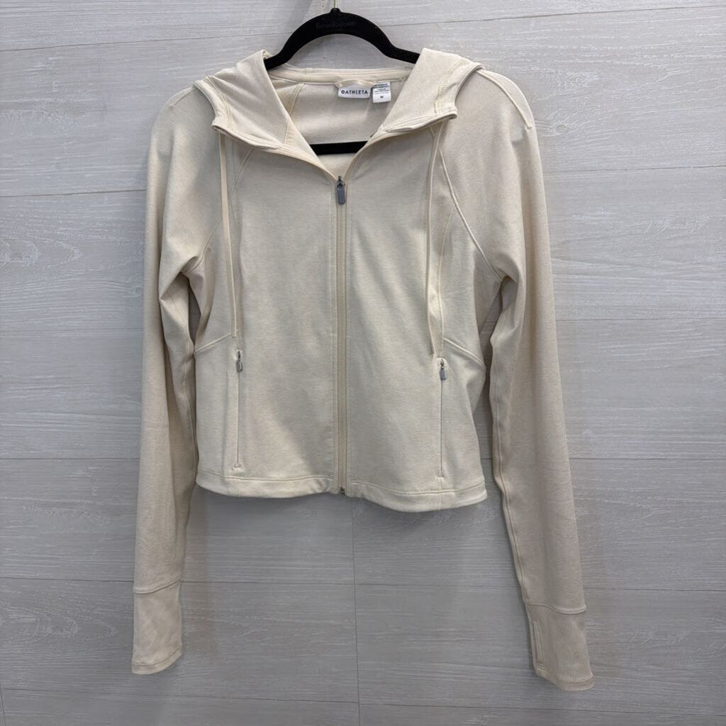 Athleta Beige Cropped Zip Up Hoodie Medium