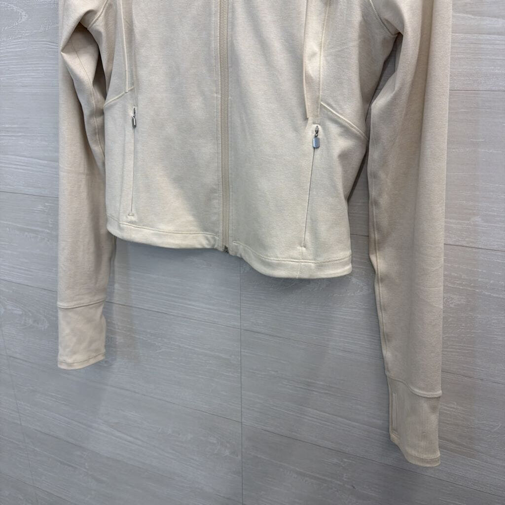 Athleta Beige Cropped Zip Up Hoodie Medium