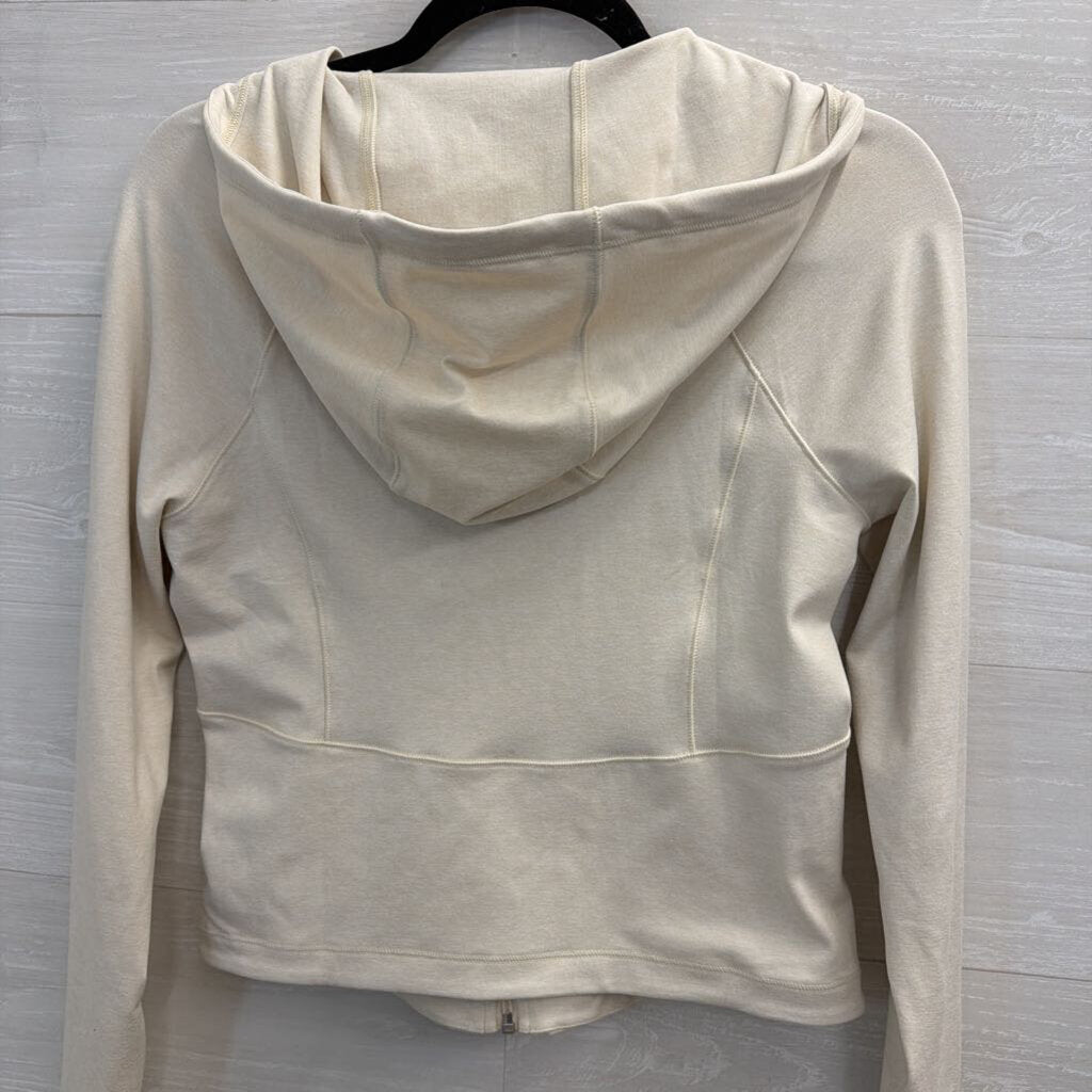 Athleta Beige Cropped Zip Up Hoodie Medium