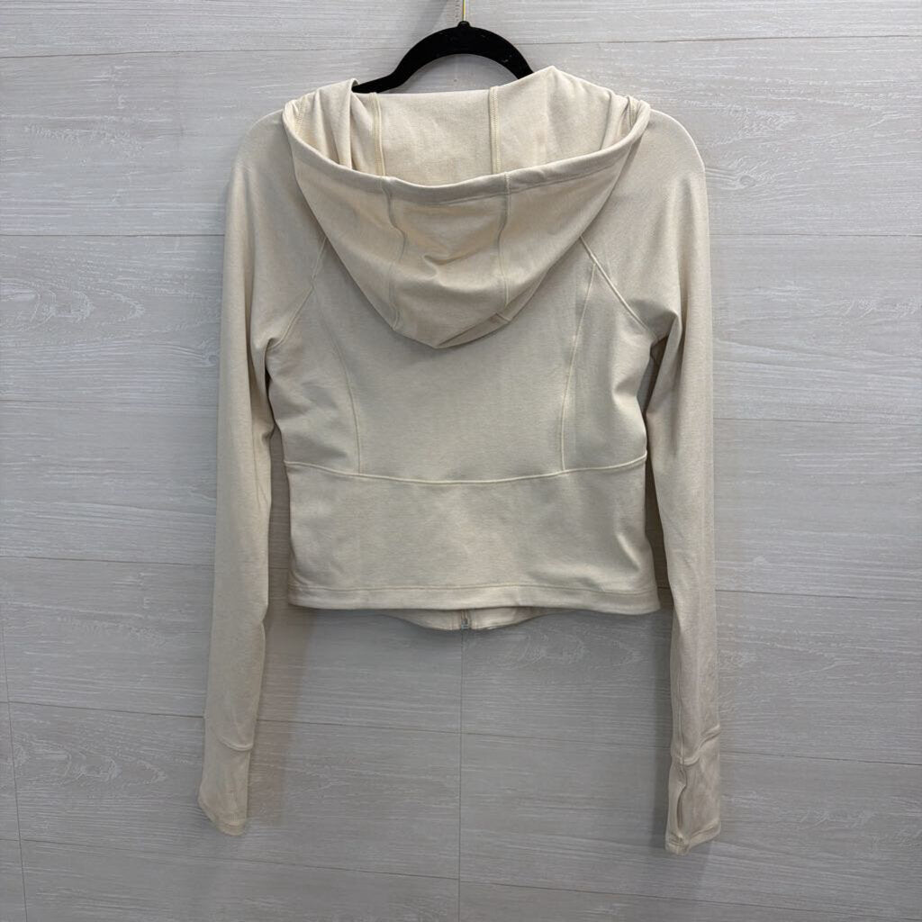 Athleta Beige Cropped Zip Up Hoodie Medium