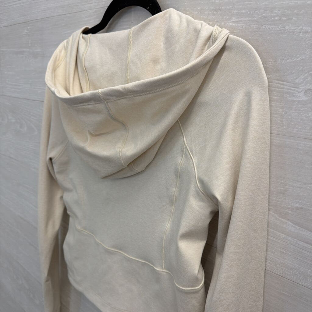 Athleta Beige Cropped Zip Up Hoodie Medium